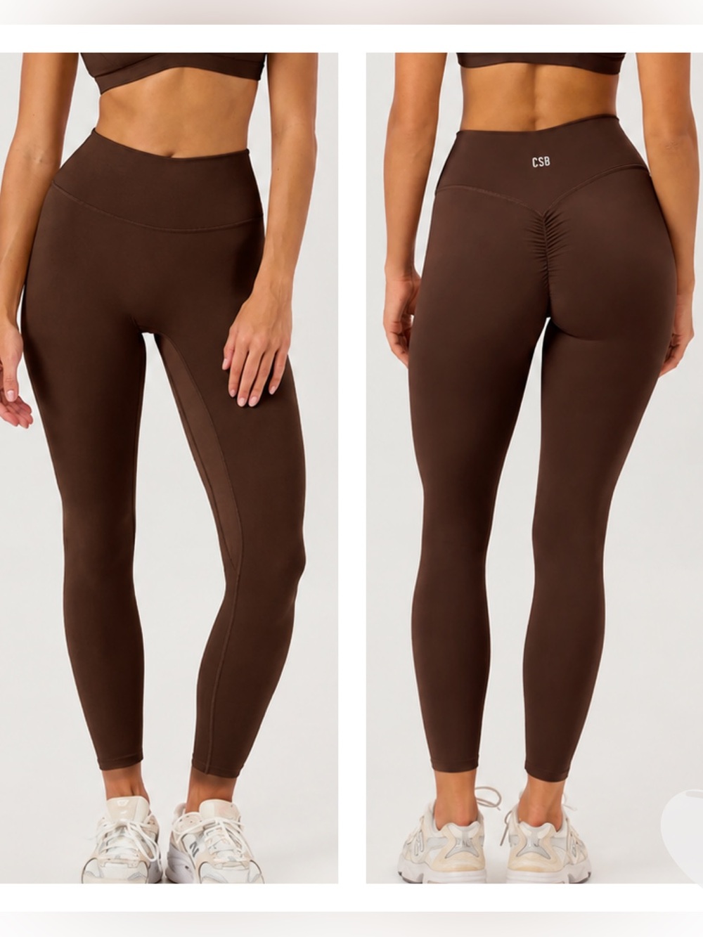 CSB Freedom Scrunch Leggings Chocolate Brown High Rise Size Medium